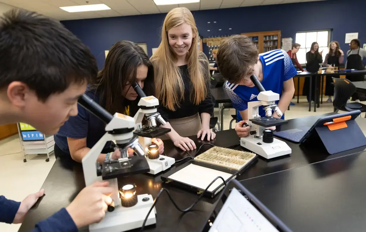 Middle School Students engaged in Science lab